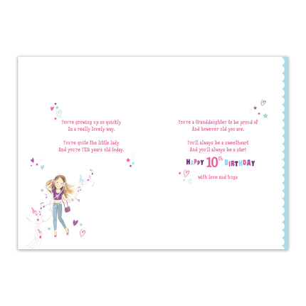 Birthday Card for Granddaughter – Age 10 Sentimental Design