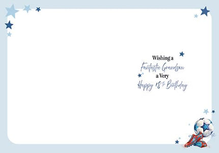 18th Birthday Card for Grandson, Sporty Football Design