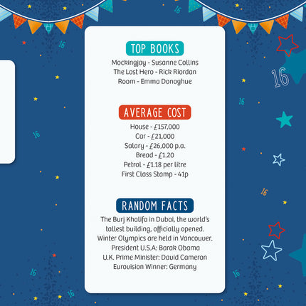 16th Birthday Card for Son – Balloons, Cake & Fun Facts Design