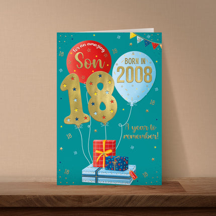Birthday Card for Son – 18th Birthday Year You Were Born Design