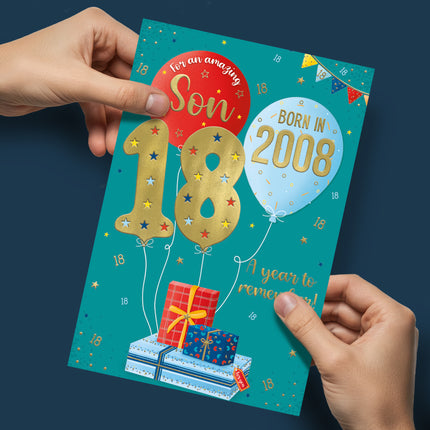 Birthday Card for Son – 18th Birthday Year You Were Born Design