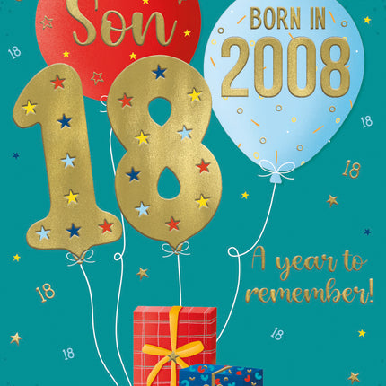 Birthday Card for Son – 18th Birthday Year You Were Born Design