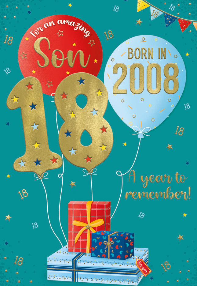 Birthday Card for Son – 18th Birthday Year You Were Born Design