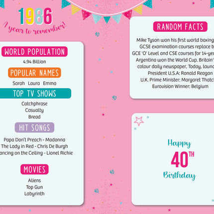 40th Birthday Card for Daughter – Balloons, Presents & Stars Design