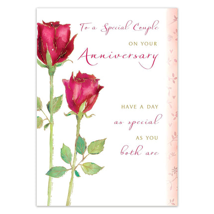 Anniversary Card for Couple – Floral Rose & Foil Design