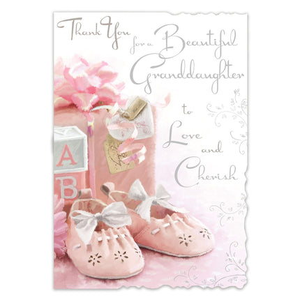 New Baby Granddaughter Card for Parents – Sentimental Baby Girl Design