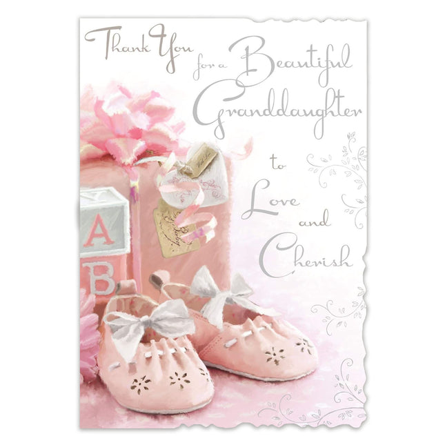 New Baby Granddaughter Card for Parents – Sentimental Baby Girl Design