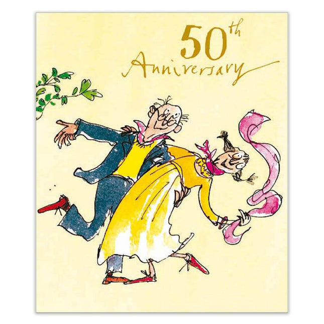 50th Golden Anniversary Card for Couples – Vibrant Quentin Blake Design