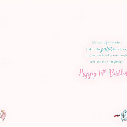 14th Birthday Card for Granddaughter – Artistic Girls Bedroom Foil Design