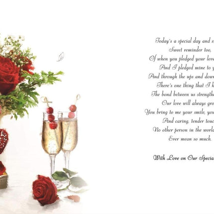 Anniversary Card for Wife – Love Birds Velvet Design with Embossed Foil & Flitter Finish