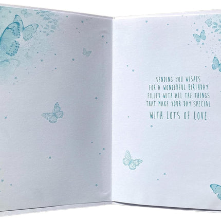 Birthday Card for Daughter – Turquoise Butterflies Elegant Flitter Design