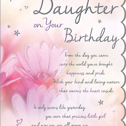 Birthday Card for Daughter – Floral Sentimental Verse Design