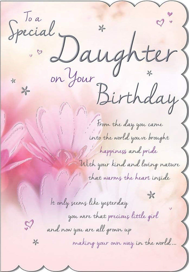 Birthday Card for Daughter – Floral Sentimental Verse Design
