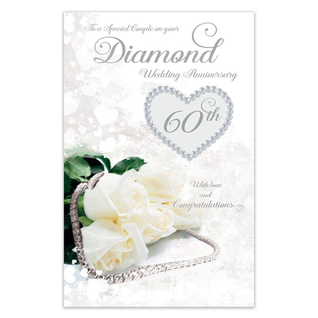 60th Wedding Anniversary Card for Couple – Glittered Diamond Design