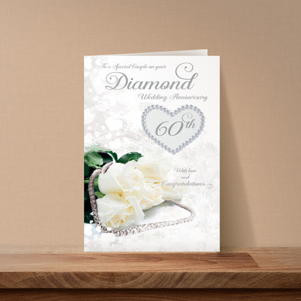 60th Wedding Anniversary Card for Couple – Glittered Diamond Design