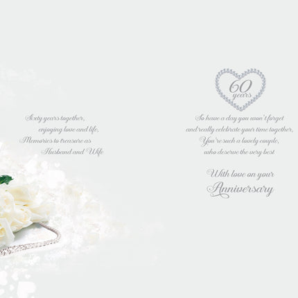 60th Wedding Anniversary Card for Couple – Glittered Diamond Design