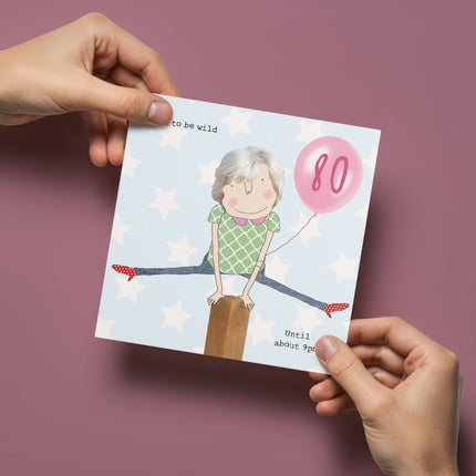 Birthday Card for Her – “Born to Be Wild” 80th Birthday Design