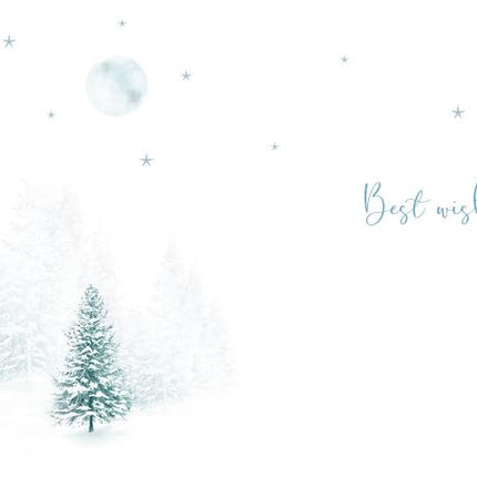 Season's Greetings Christmas Card - Festive Moonlit Robin in the Snow - Christmas Greeting Card with Envelope