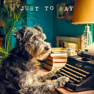 Blank Notecards Pack of 6 - Cute Miniature Schnauzer Dog & Typewriter Design - Premium Greeting Cards Multipack with Envelopes - Suitable for Birthday, Thank You & Other Occasions