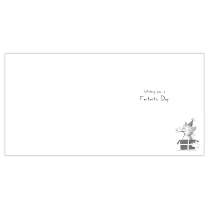 Birthday Card for Women - Cute Cat & Present Design - 'Here's Your Purr-esent'' - Embossed Gold Foil Finish - Premium Special Greeting Card with Envelope for Her