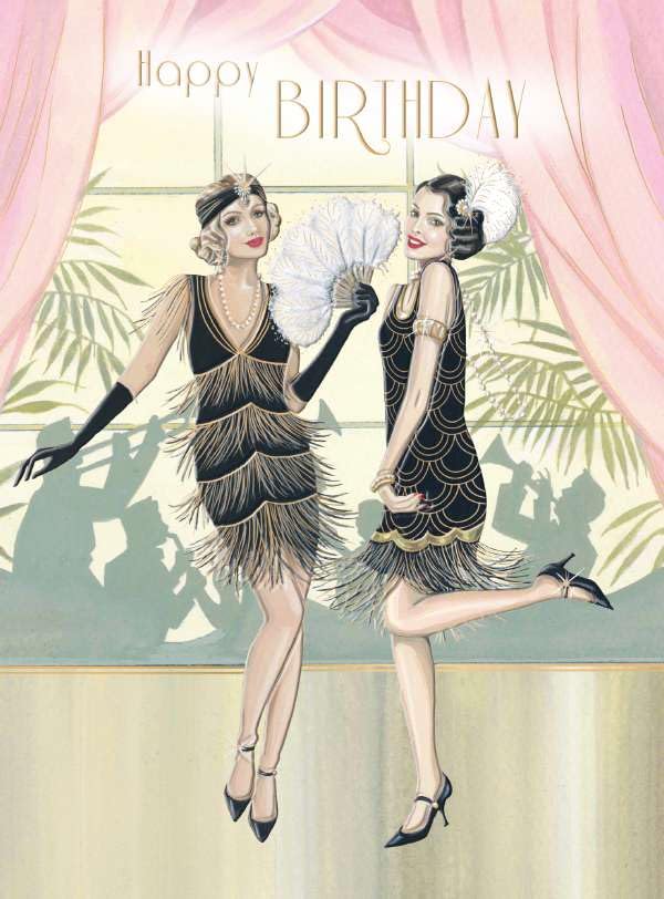 Birthday Card for Women - Art Deco Design - Embossed Gold Foil Finish - Premium Greeting Card with Envelope