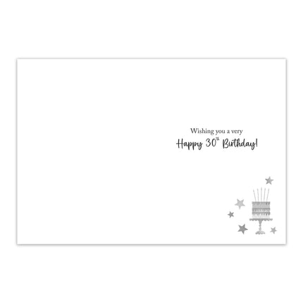 30th Birthday Card for Her - Lovely Cake & Stars Design with Embossed Foil Finish, Eco-Friendly & Made in the UK