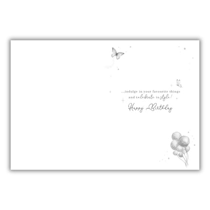 Birthday Card for Women - Fashion Design with Balloons - Embossed Foil Finish - Elegant Birthday Greeting Card