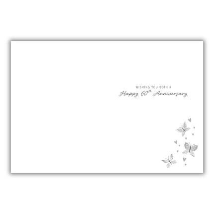60th Diamond Anniversary Card - Elegant Champagne and Butterfly Design - Happy Diamond Anniversary for a Couple - Embossed Foil Finish