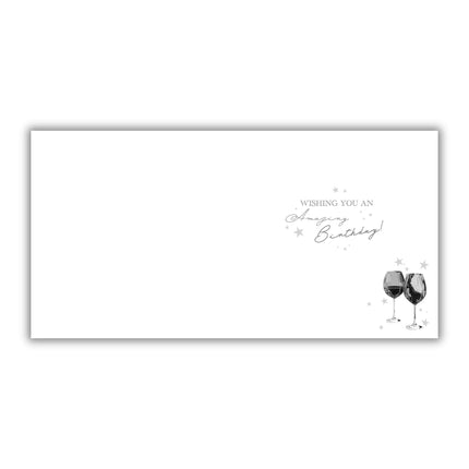 Birthday Card for Men - Stylish Cheese & Wine Design - Embossed Gold Foil Finish - Premium Birthday Greeting Card with Envelope