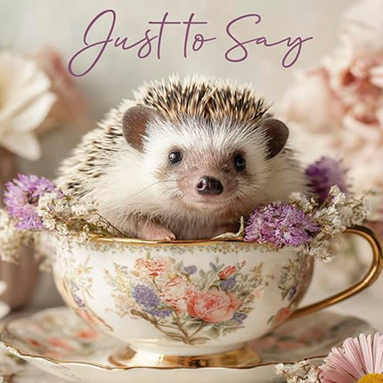 Blank Notecards Pack of 6 - Cute Hedgehog & Teacup Design - Premium Greeting Cards Multipack with Envelopes - Suitable for Birthday, Thank You & Other Occasions
