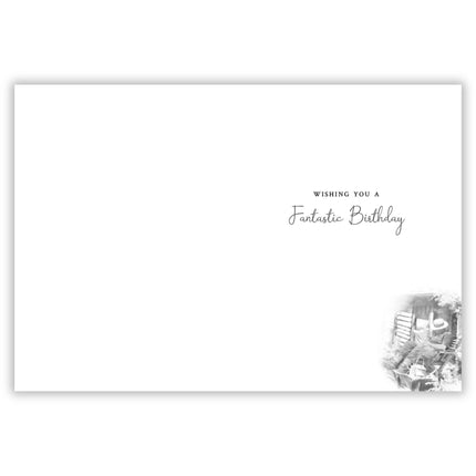 Male 80th Birthday Card - Happy Birthday Card Age 80 with Garden Reading Design - Birthday Card for Men