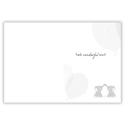 New Baby Twins Congratulations Card - Birth Congratulations Card with Elephants and Balloons Design