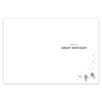 Birthday Card for Boys - Gaming Design with Embossed Foil Finish & Illustrated Inner, Eco-Friendly & Made in the UK