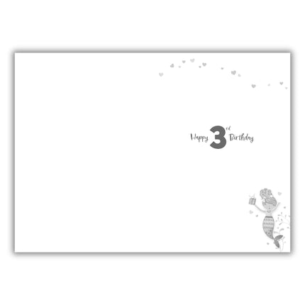 Special Goddaughter 3rd Happy Birthday Card - Pretty Mermaid Party Design - 9 x 6 - Birthday Card for Girls Age 3