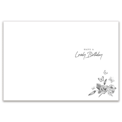 Birthday Card for Women - Pretty Floral Butterflies & Presents Design - Premium Greeting Card with Envelope
