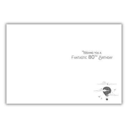 Male 80th Birthday Card - Happy Birthday Card for Men Age 80 with Artistic Steam Train and Countryside Design with an Embossed Foil Finish