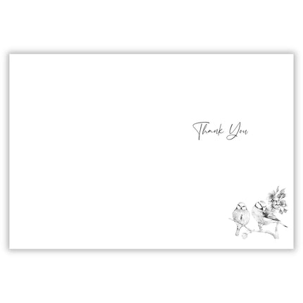 Thank You Card for Women - Pretty Bird and Floral Design - Embossed Foil Finish - Artistic Thank You Greeting Card