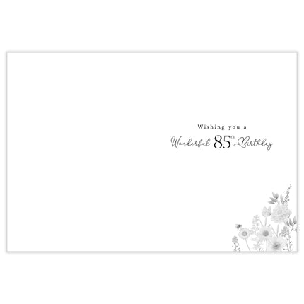 85th Birthday Card for Women - Age 85 Pretty Floral Butterflies & Bumblebees Design - Embossed Silver Foil Finish - Premium Greeting Card with Envelope