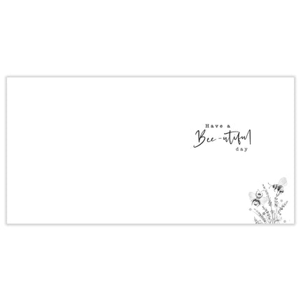 Birthday Card for Women - Sweet Bumblebees & Flowers Design - Silver Foil Finish - Premium Greeting Card with Envelope