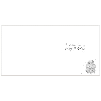 Birthday Card for Women - Pretty Cupcakes & Flowers Design - Premium Greeting Card with Envelope
