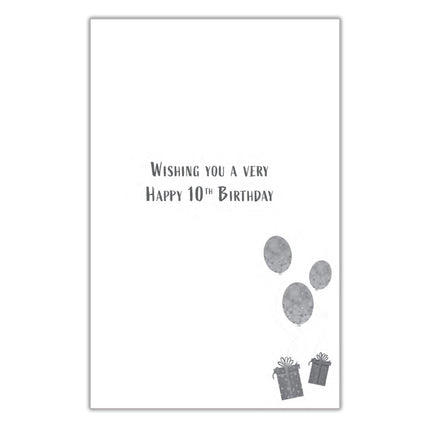10th Birthday Card for Grandson - Age 10 Fun Cake & Balloons Design - Premium Greeting Card with Envelope