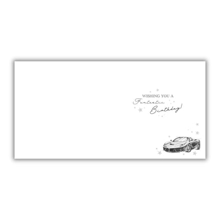 Birthday Card for Men - Red Sports Car Design - Embossed Gold Foil Finish - Premium Birthday Greeting Card with Envelope