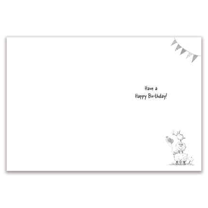 Funny Birthday Card for Men or Women - Amusing Sheep & Balloons Design - Embossed Silver Foil Finish - Premium Greeting Card with Envelope