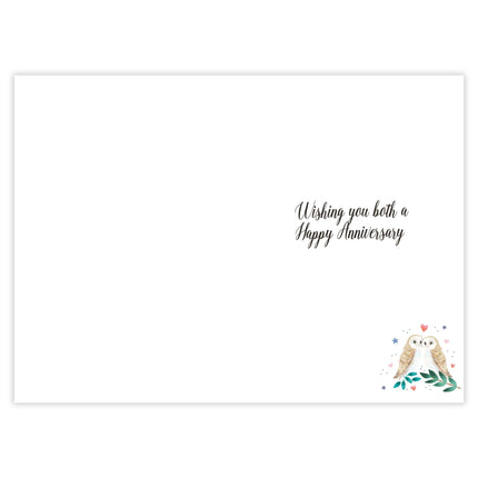 Happy Anniversary Card - For Nephew & His Wife - Owls in a Floral Love Heart Design - Premium Quality Special Anniversary Greeting Card with Envelope