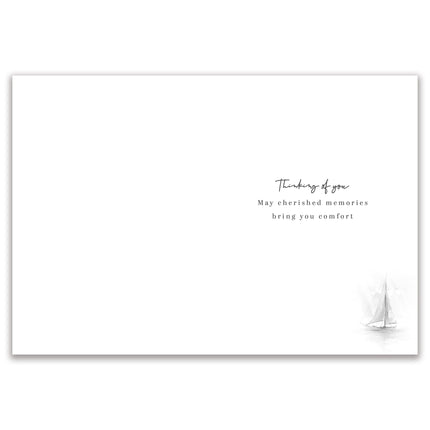 Deepest Sympathy Card - Serene Sailing Boat Design - Embossed Gold Foil Finish - Thinking of You Premium Greeting Card with Envelope