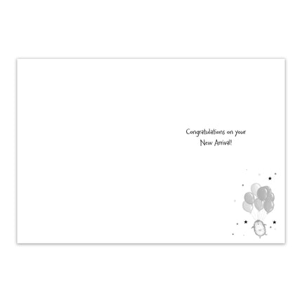 New Baby Boy Congratulations Card - Cute Penguin & Balloons - Embossed Foil Finish - Eco-Friendly & Made in the UK