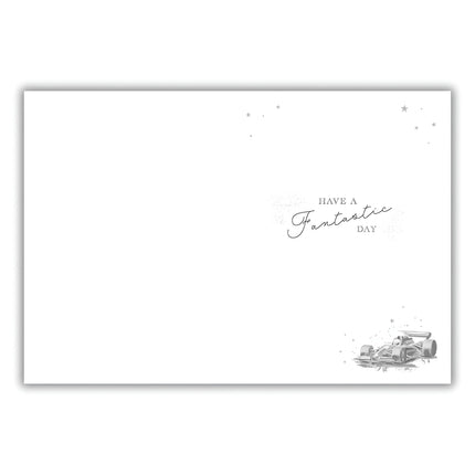 Male Birthday Card - Happy Birthday Card with Artistic Racing Car Design - Birthday Card for Men or Boys