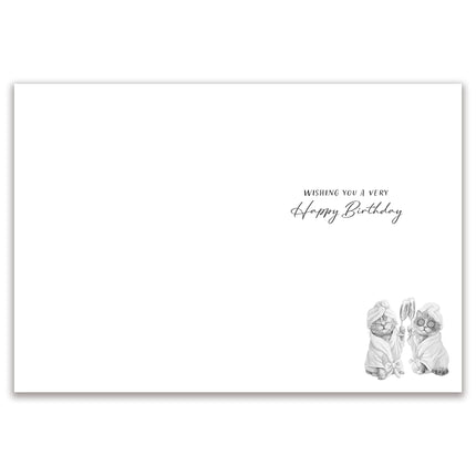Birthday Card for Women - Cute Cats Being Pampered - 3D Embellishment & Gold Foil Finish - Premium Greeting Card with Envelope