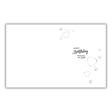 Lovely Wife Birthday Card - Happy Birthday Card with Floral Heart Design and a Foil Finish with Embellishments - Birthday Card for Women