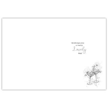 Birthday Card for Women - Pretty Floral Cocktail Design - Embossed Gold Foil Finish - Premium Greeting Card with Envelope